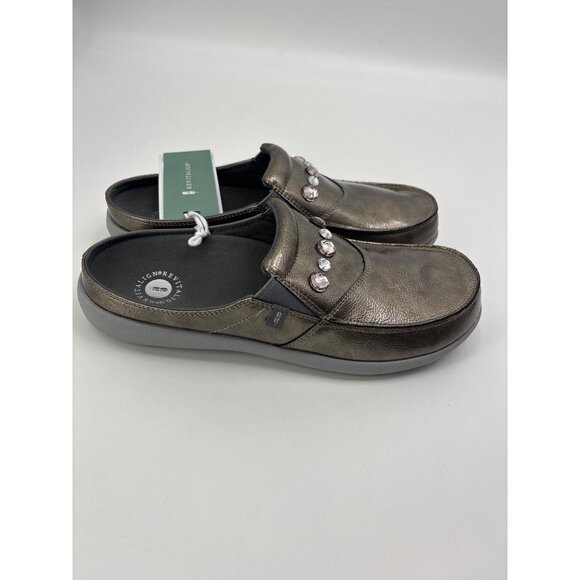 Revitalign Siesta Dazzle Slide Embellished Comfort Orthotic Mule Pewter 12B NEW - Picture 3 of 6